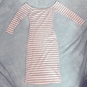 Brand new with tag grey and white striped - 3 1/4 sleeve fitted dress (small)